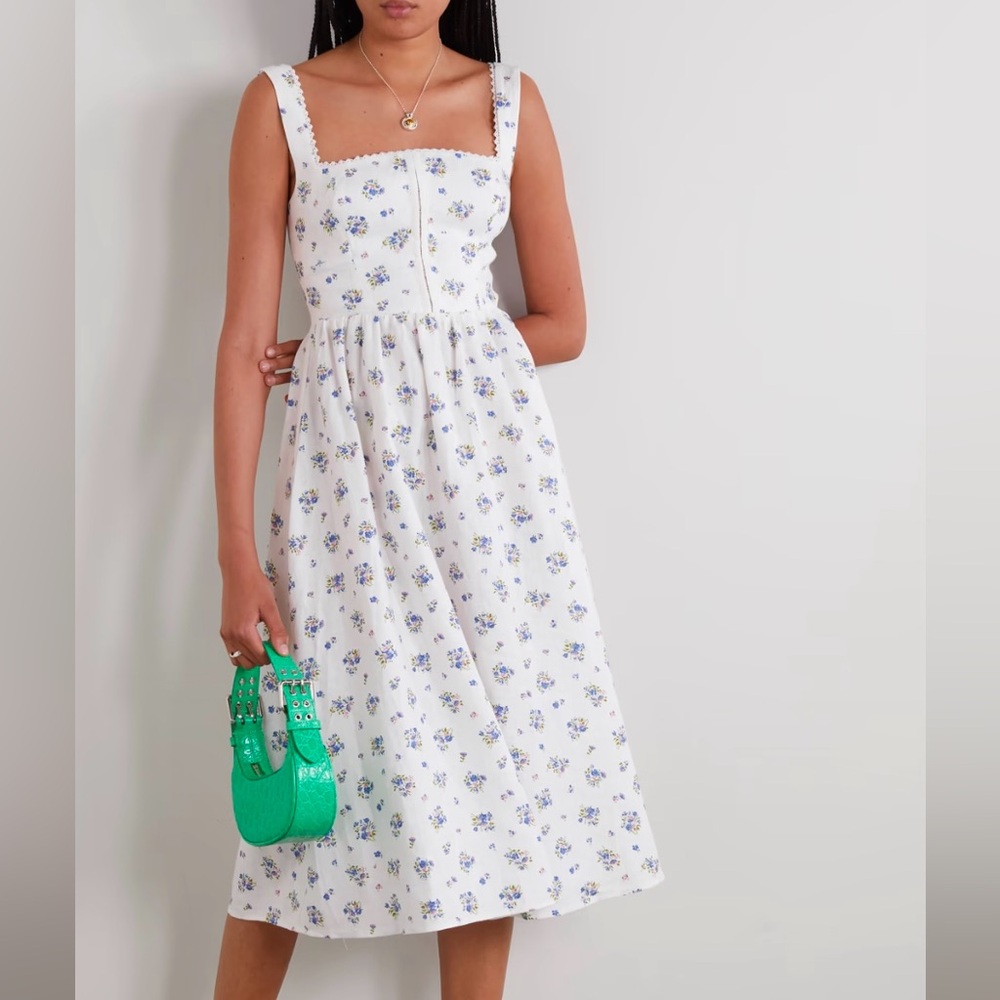 Reformation Tagliatelle Linen Midi Dress Size 4 B931